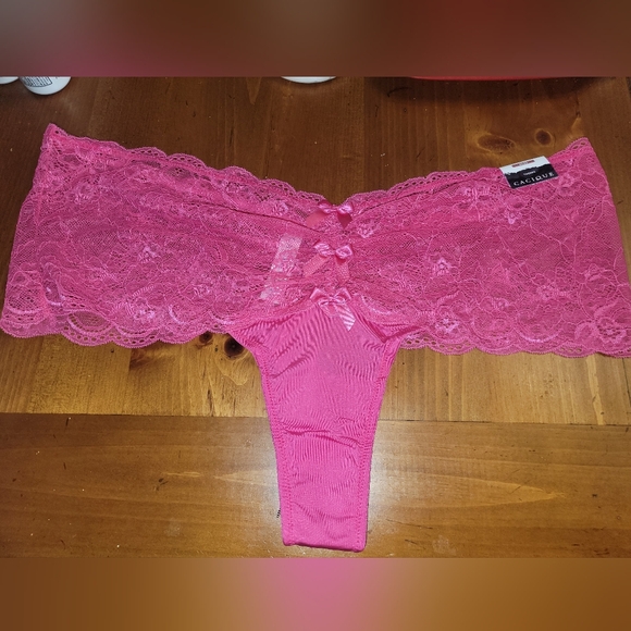 Cacique Other - NEW NWT Cacique Plus Size Vibrant Pink Lace Thong With Bows Size 18/20